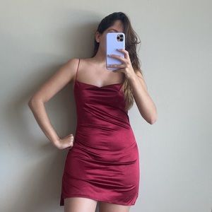 Sexy Red Mini Silk Dress Small